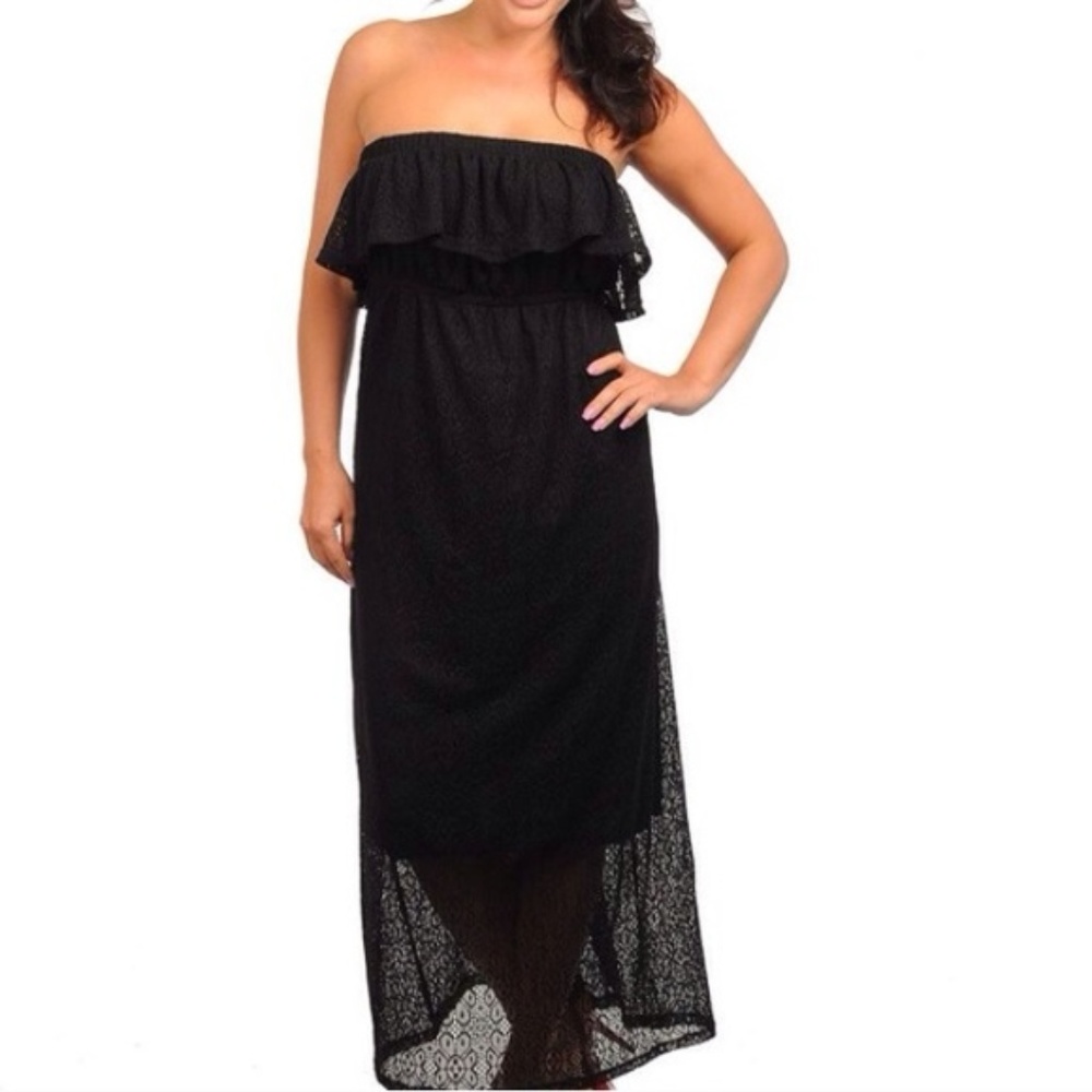 ***Plus Size*** Black Strapless Maxi Dress